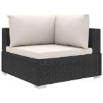 Set Divani da Giardino 6 pz con Cuscini in Polyrattan Nero