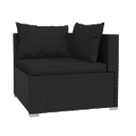 Set Salotto da Giardino 6 pz con Cuscini in Polyrattan Nero