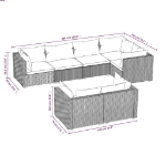 Set Divani da Giardino 7 pz con Cuscini in Polyrattan Grigio