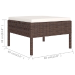 Set Divani da Giardino 9 pz con Cuscini in Polyrattan Marrone