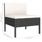 Set Divani da Giardino 12 pz con Cuscini in Polyrattan Nero