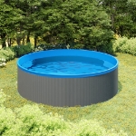 Piscina Fuori Terra con Skimmer e Pompa Sospesi 350x90cm Grigia