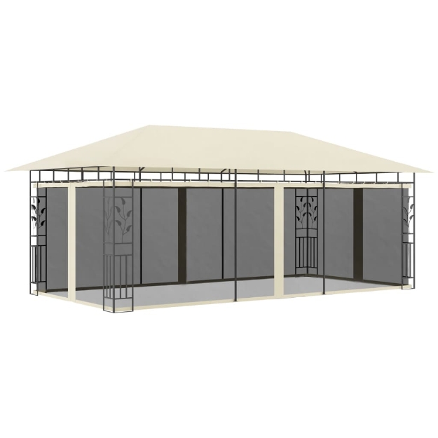 Gazebo con Zanzariera 6x3x2,73 m Crema