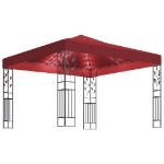 Gazebo con Stringa di Luci LED 3x3 m Rosso Vino