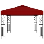 Gazebo con Stringa di Luci LED 3x3 m Rosso Vino