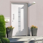 Porta d'Ingresso in Alluminio e PVC Bianco 100x200 cm