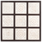 Pannello Intagliato a Mano in MDF 60x60x1,5 cm Marrone e Bianco