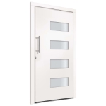 Porta d'Ingresso in Alluminio e PVC Bianco 100x210 cm