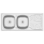 Lavello Cucina Doppia Vasca Argento 1200x500x155 mm in Acciaio