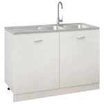 Lavello Cucina Doppia Vasca Argento 1200x500x155 mm in Acciaio