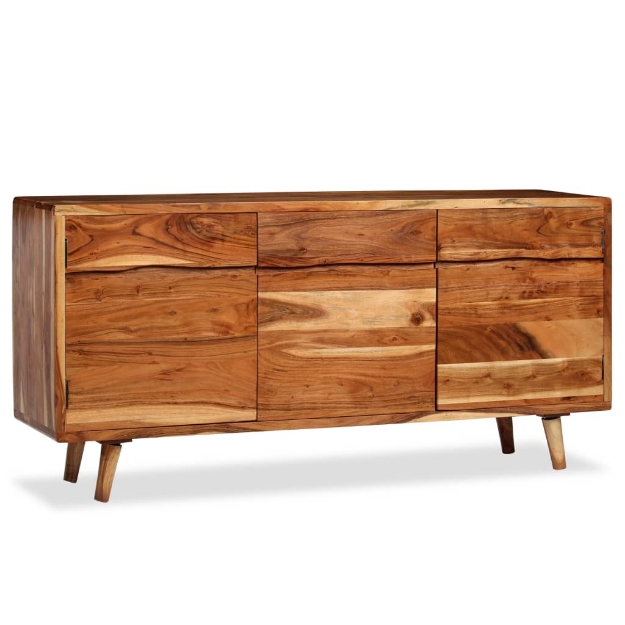 Credenza in Legno Massello con Ante Intagliate 160x40x75 cm