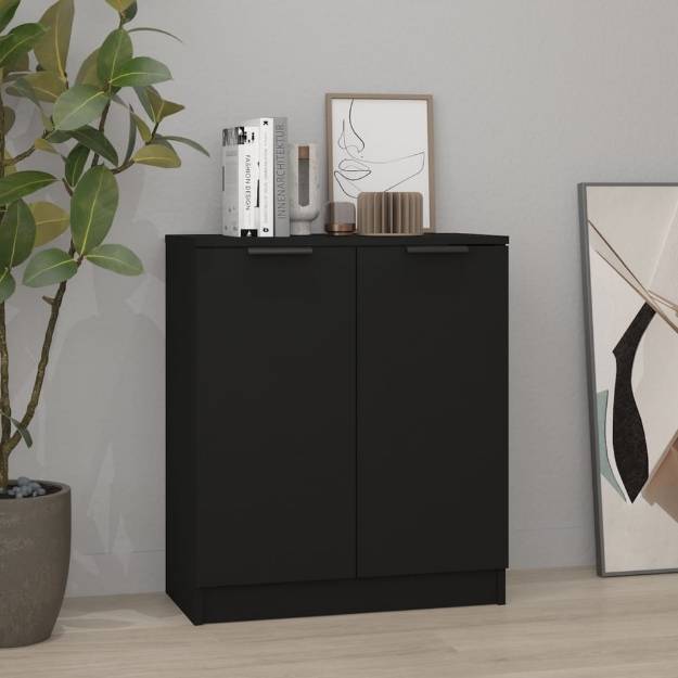 Credenza Nera 60x30x70 cm in Legno Multistrato