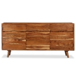 Credenza in Legno Massello con Ante Intagliate 160x40x75 cm