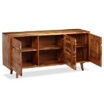 Credenza in Legno Massello con Ante Intagliate 160x40x75 cm