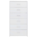 Credenza 6 Cassetti Bianco Lucido 50x34x96 cm Legno Multistrato