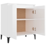 Credenza Bianco Lucido 60x35x70 cm in Legno Multistrato