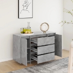 Credenza con 3 Cassetti Grigio Cemento 120x41x75 cm Truciolato