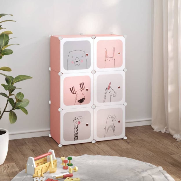 MiCasa Italia. Scaffale Portaoggetti per Bambini con 6 Cubi Rosa in PP