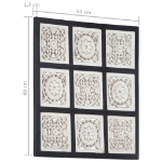 Pannello murale Intagliato a Mano MDF 60x60x1,5 cm Nero e Bianco