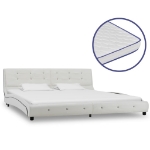 Letto con Materasso Memory Foam Bianco in Similpelle 180x200 cm