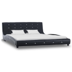 Letto con Materasso Memory Foam Nero in Similpelle 160x200 cm