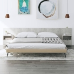 Testiera Letto con Armadietti Legno Multistrato Grigio Cemento