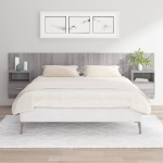 Testiera Letto con Comodini in Legno Multistrato Grigio Sonoma