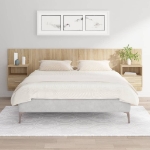 Testiera Letto con Comodini in Legno Multistrato Rovere Sonoma