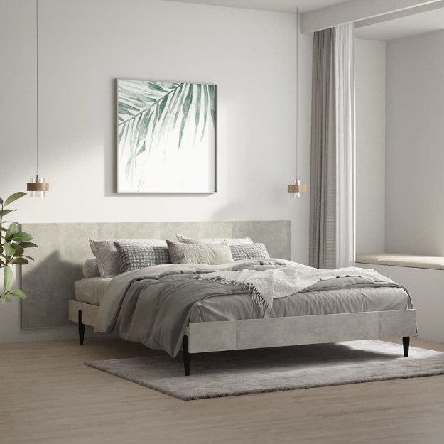 Testiera Letto Grigio Cemento 240x1,5x80cm Legno Ingegnerizzato