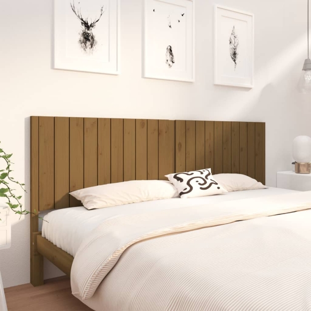 Testiera per Letto Miele 205,5x4x100 cm Legno Massello di Pino