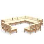 Set Divani da Giardino 12 pz con Cuscini Miele Legno di Pino