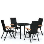 Set Mobili da Pranzo per Giardino 5 pz Nero