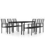 Set Mobili da Pranzo da Giardino 7 pz Nero