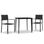 Set Mobili da Pranzo per Giardino 3 pz Nero