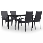 Set Mobili da Pranzo per Giardino 5 pz Nero