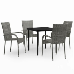 Set Mobili da Pranzo per Giardino 5 pz Grigio e Nero