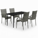 Set Mobili da Pranzo da Giardino Grigio e Nero 5 pz