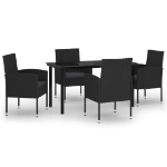 Set Mobili da Pranzo per Giardino 5 pz Nero