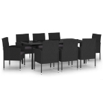 Set Mobili da Pranzo per Giardino 9 pz Nero