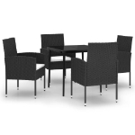 Set Mobili da Pranzo per Giardino 5 pz Nero