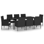 Set Mobili da Pranzo per Giardino 9 pz Nero