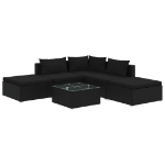 Set Divani da Giardino 6 pz con Cuscini in Polyrattan Nero