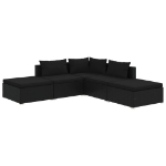 Set Divani da Giardino 5 pz con Cuscini in Polyrattan Nero