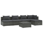 Set Divani da Giardino 6 pz con Cuscini in Polyrattan Grigio