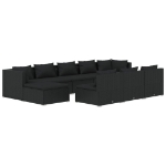 Set Divani da Giardino 10 pz con Cuscini in Polyrattan Nero