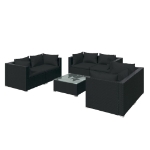 Set Divani da Giardino 7 pz con Cuscini in Polyrattan Nero