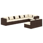 Set Divani da Giardino 8 pz con Cuscini in Polyrattan Marrone