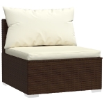 Set Divani da Giardino 5 pz con Cuscini in Polyrattan Marrone