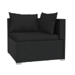 Set Salotto da Giardino 5 pz con Cuscini in Polyrattan Nero