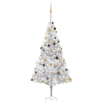 Set Albero Natale Artificiale LED e Palline Argento 240 cm PET